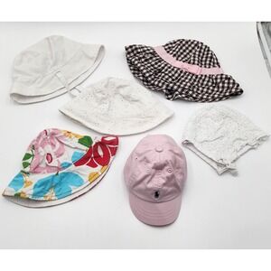 Ralph Lauren babyGap Gymboree Baby Toddler Hat Lot 6pc Pink White Floral Gingham